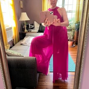 Hot Pink sleeveless jumpsuit